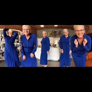 Stanzin Royal Blue Button up Maxi Dress